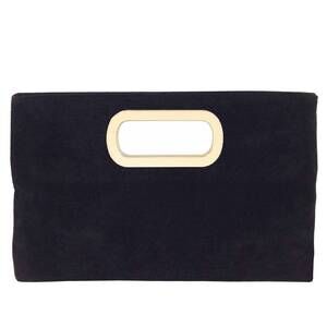 NEW JNB women's celeste top handle faux suede clutch in black